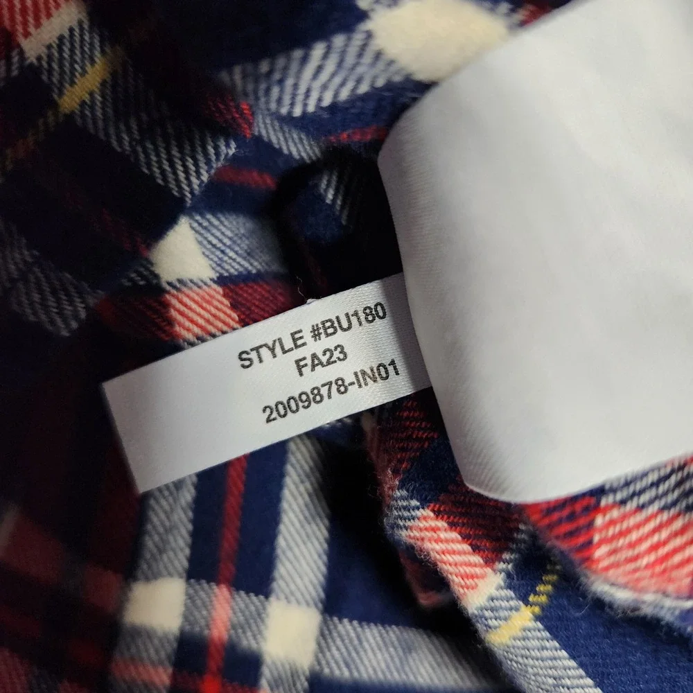 J Crew Slim Flannel Shirt Mens Medium Blue Red Yellow Plaid Long Sleeve BU180‎